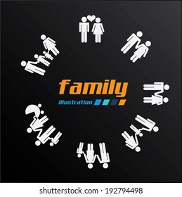 Family design over black background, vector illustration