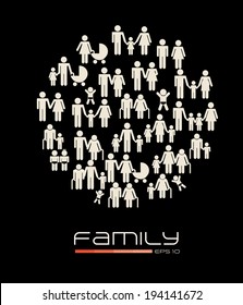 Family design over black background, vector illustration