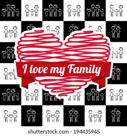 Family design over black and white background, vector illustration