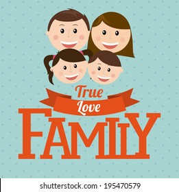 Family design over blue background, vector illustration