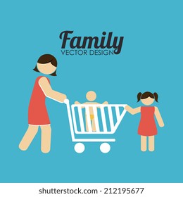 Family design over blue background, vector illustration