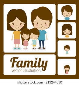 Family design over brown background,vector illustration