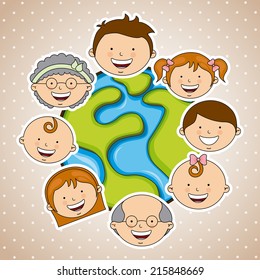 family design over dotted  background vector illustration