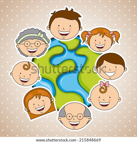 family design over dotted  background vector illustration