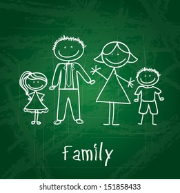 family design over green board  background vector illustration 