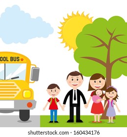family design over landscape background vector illustration