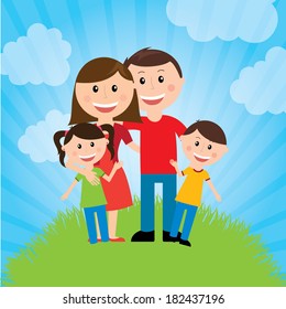 Family design over landscape background, vector illustration