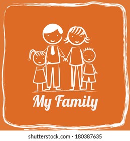 family design over orange background vector illustration