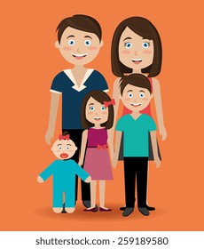 Family design over orange background, vector illustration.