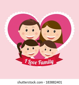 Family design over pink background, vector illustration