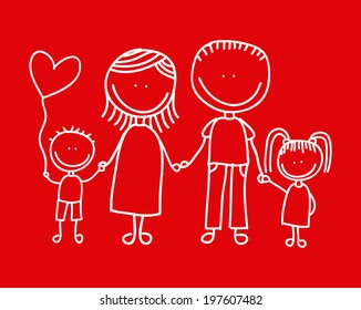 Family design over red background, vector illustration