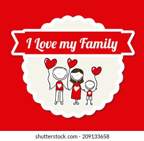 family design over red  background vector illustration 
