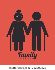 Family design over red background, vector illustration