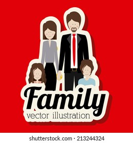 Family design over red background,vector illustration
