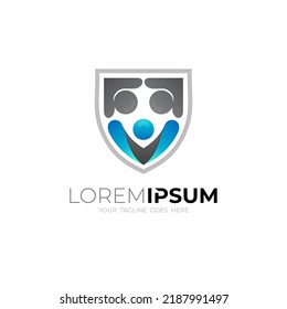 Family design and shield logo vector, security logos