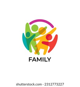 Family design template, people care logo with colorful