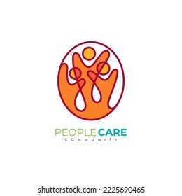 Family design vector, People care logo vector, orange color