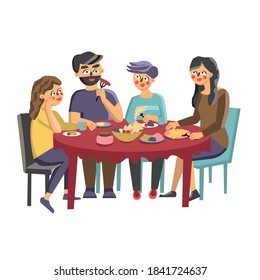 Family Dinner Father Mother Son Daughter Stock Vector (Royalty Free ...