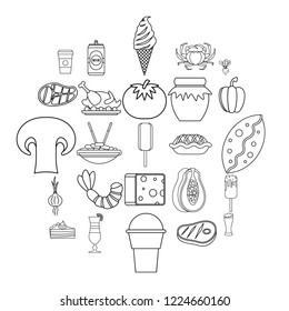 Family dinner icons set. Outline set of 25 family dinner vector icons for web isolated on white background