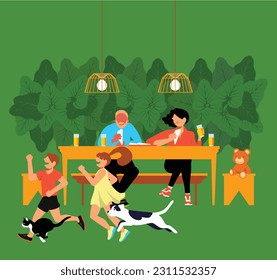 Family and Diversity - Family Feasts: Sharing Special Moments and Celebrations- Relaxed Snack Time: Parents and Kids Enjoying a Casual Treat Together