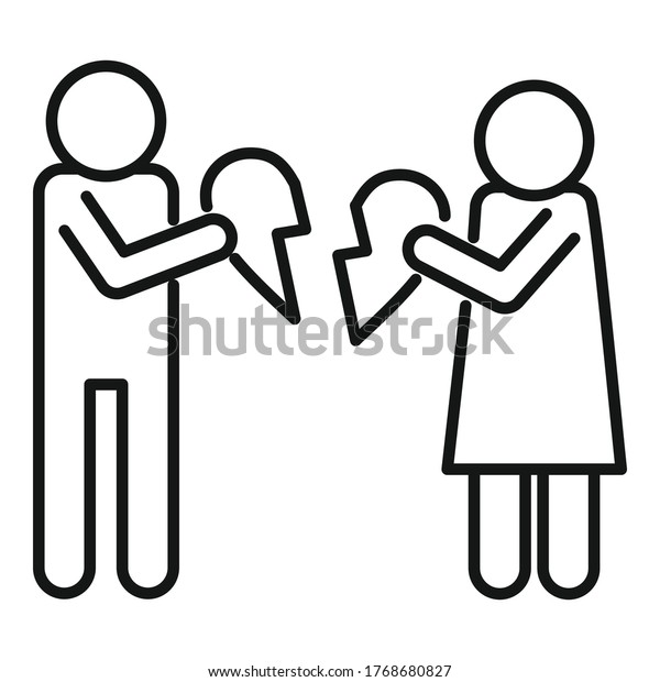 Family divorce icon. Outline\
family divorce vector icon for web design isolated on white\
background