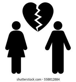 Family Divorce vector icon. Flat black symbol. Pictogram is isolated on a white background. Designed for web and software interfaces.
