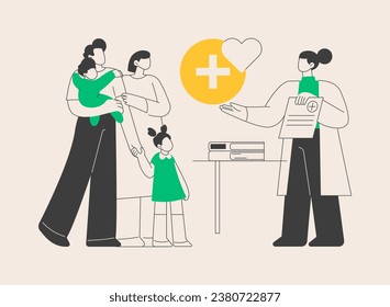 Family doctor abstract concept vector illustration. Visit your doctor, medical family practice, primary healthcare provider, general practitioner, physician service, insurance abstract metaphor.