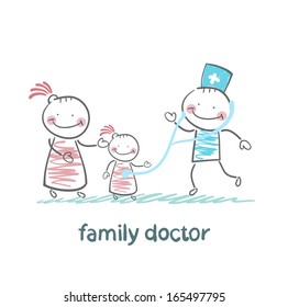 family doctor treats her mother with a child