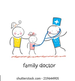family doctor treats her mother with a child