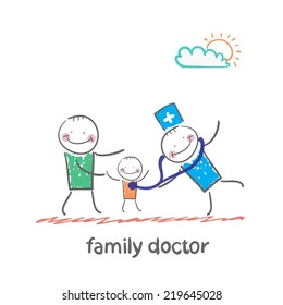 family doctor treats her mother with a child