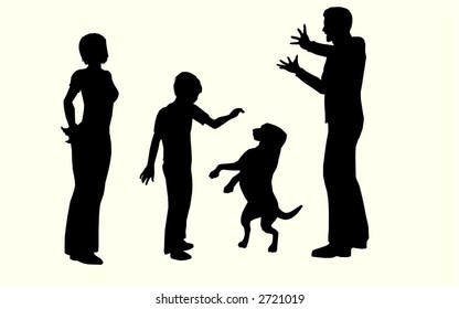 family with dog vector
