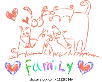 Family of dogs/Illustration Featuring a Family of Dogs