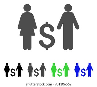 Family Dollar flat vector illustration. Colored family dollar, gray, black, blue, green pictogram versions. Flat icon style for graphic design.