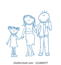 family doodle - girl, woman and man
