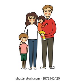 family doodle icon, vector illustration