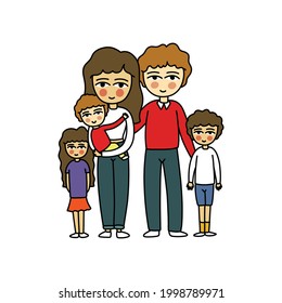 family doodle icon, vector illustration