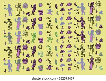 Family doodle vector art (Wallpaper)
