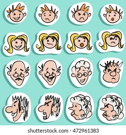 Family Doodles Emoticons stickers set