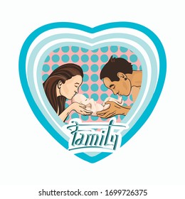 
Family drawn on a tablet. Vector