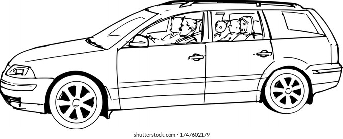 Family Driving In A Big Car