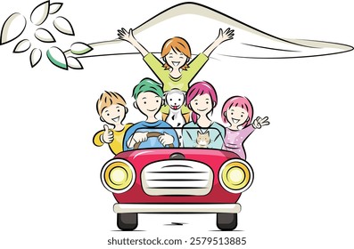 Family driving in a car, including pet dog and cat | Family series