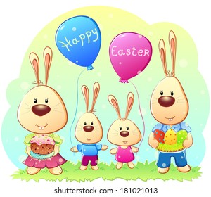 Family Easter rabbits. Vector Illustration EPS10