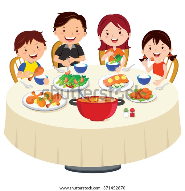 家族で夕食を食べる 家族での夕食 のベクター画像素材 ロイヤリティフリー