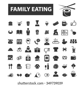 iconos de comida, comida y bebida de la familia