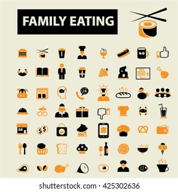 family eating icons
