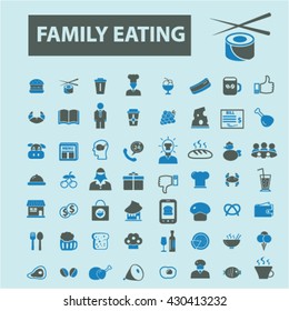 family eating icons
