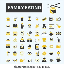 family eating icons
