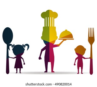 family eating multicolor icon vector