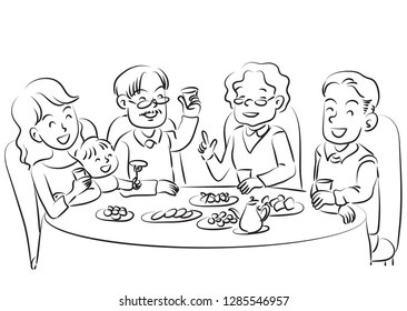 Family eating vector