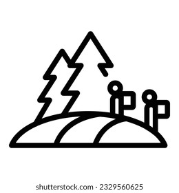 Family eco tourism icon outline vector. Walk forest. Nature people